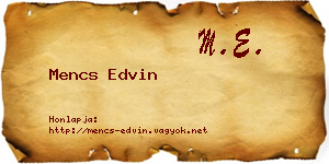 Mencs Edvin névjegykártya